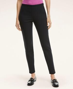 Brooks Brothers Womens Black Side-Zip Stretch Cotton Pants - Size 6 - Flat Front